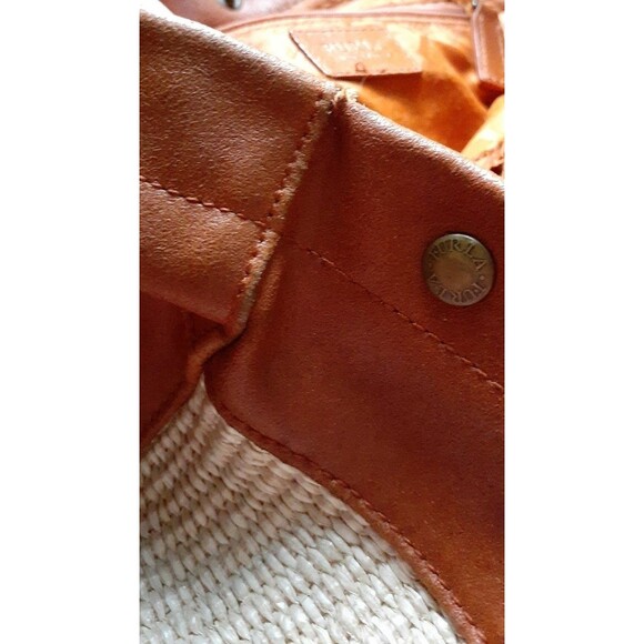 Furla woven off white bag with leather trim handbag designer purse straw raffia - Picture 8 of 8